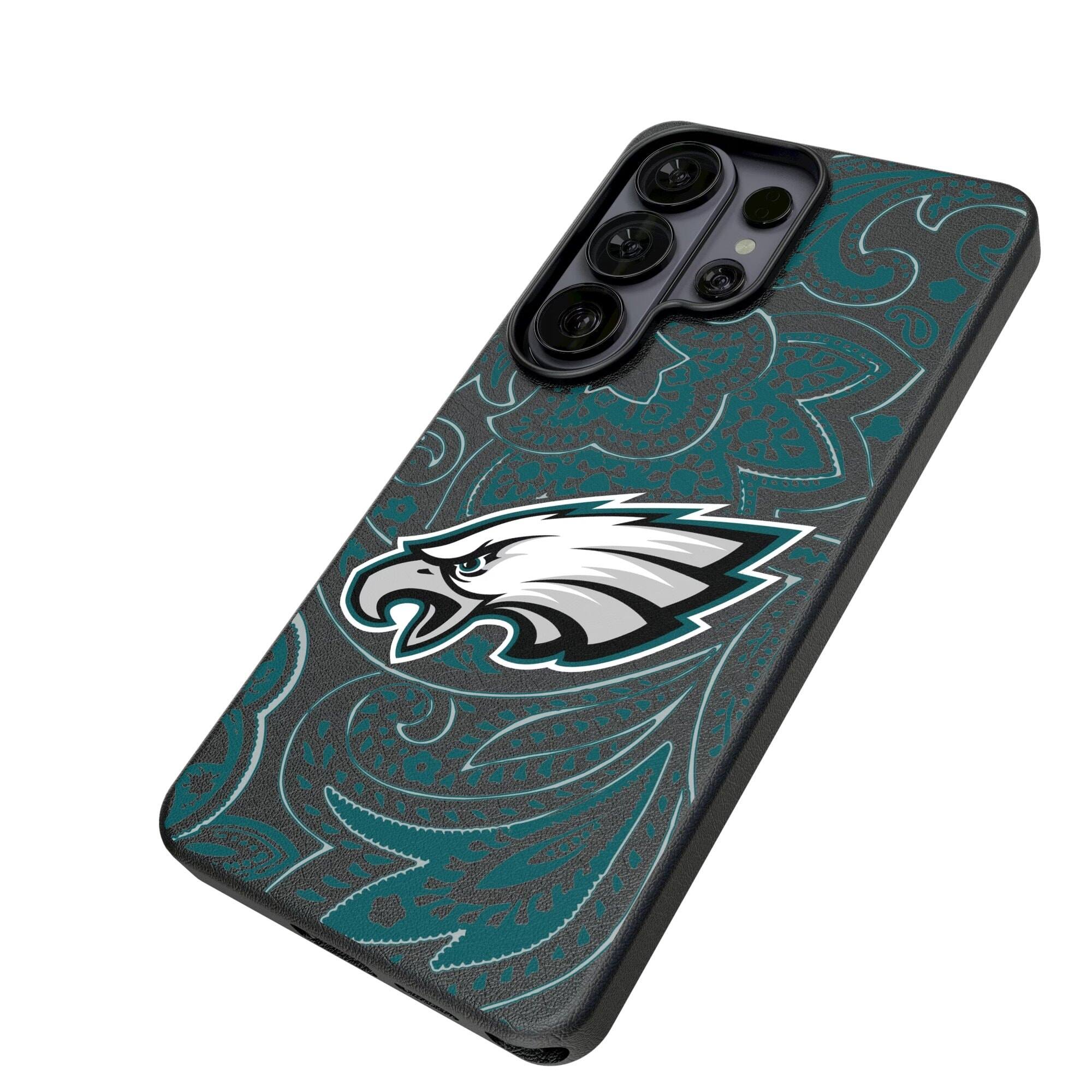 Alt View 1. Keyscaper - Philadelphia Eagles Paisley Galaxy Magnetic Bump Case - S24 Ultra - Black.