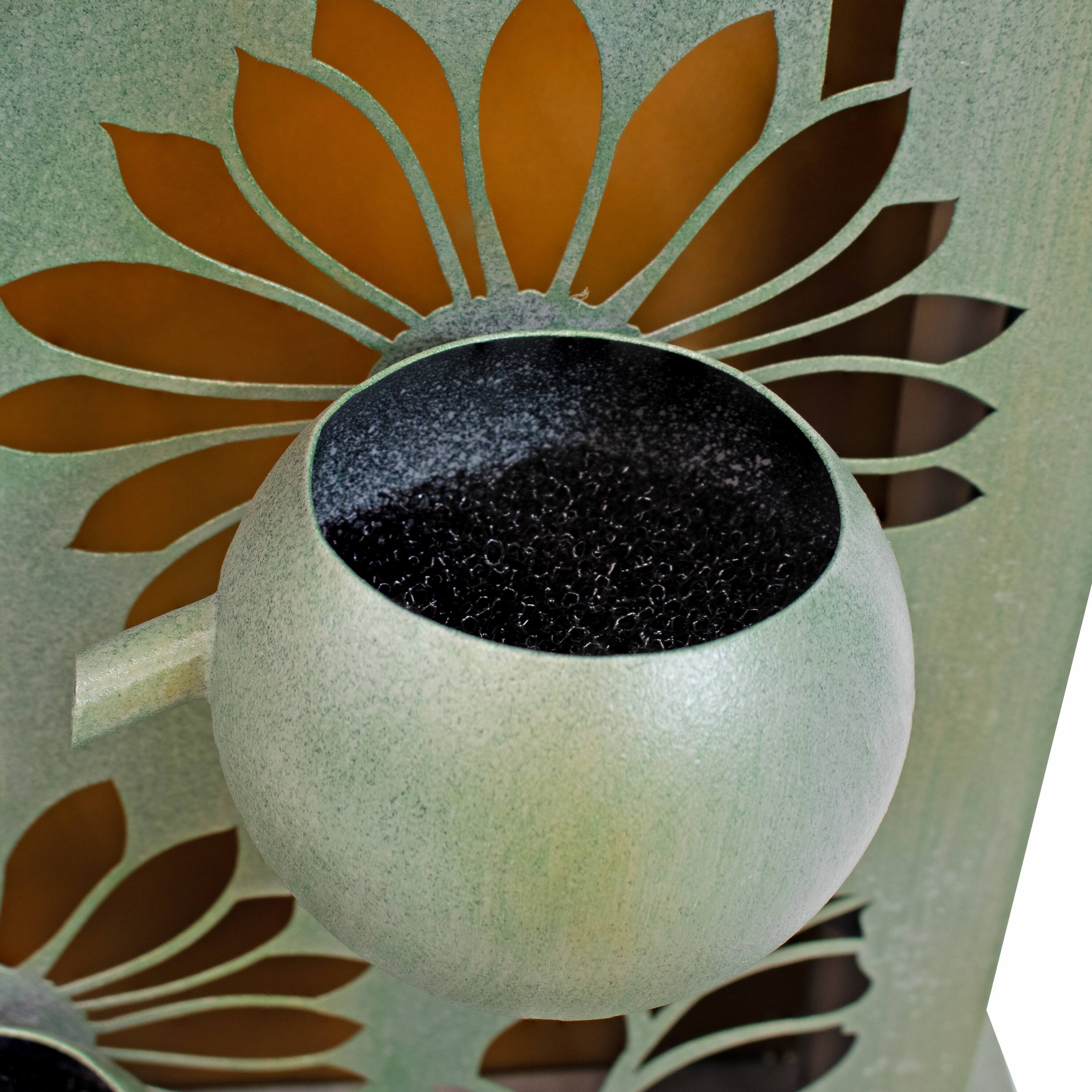 Alt View 10. Sunnydaze - Sunflower Fields Steel Outdoor Water Fountain with LEDs - 48.5" - Green.