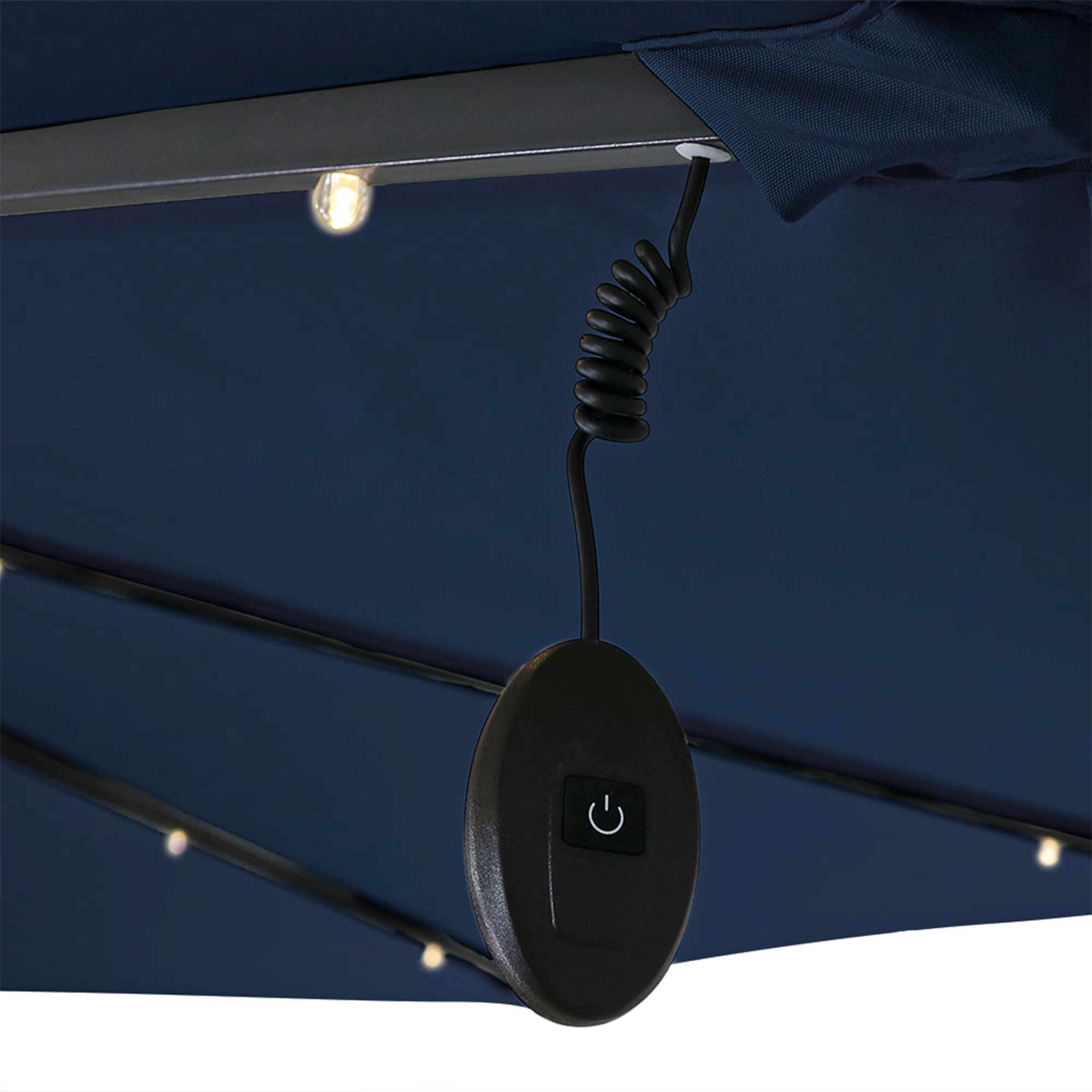 Alt View 10. Sunnydaze - 10 ft Solar Offset Steel Patio Umbrella with Crank - Navy Blue.