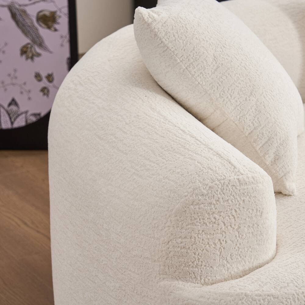 Alt View 10. Loheer - Loheer Curved Boneless Sofa 110'' Sectional Sleeper White - White.