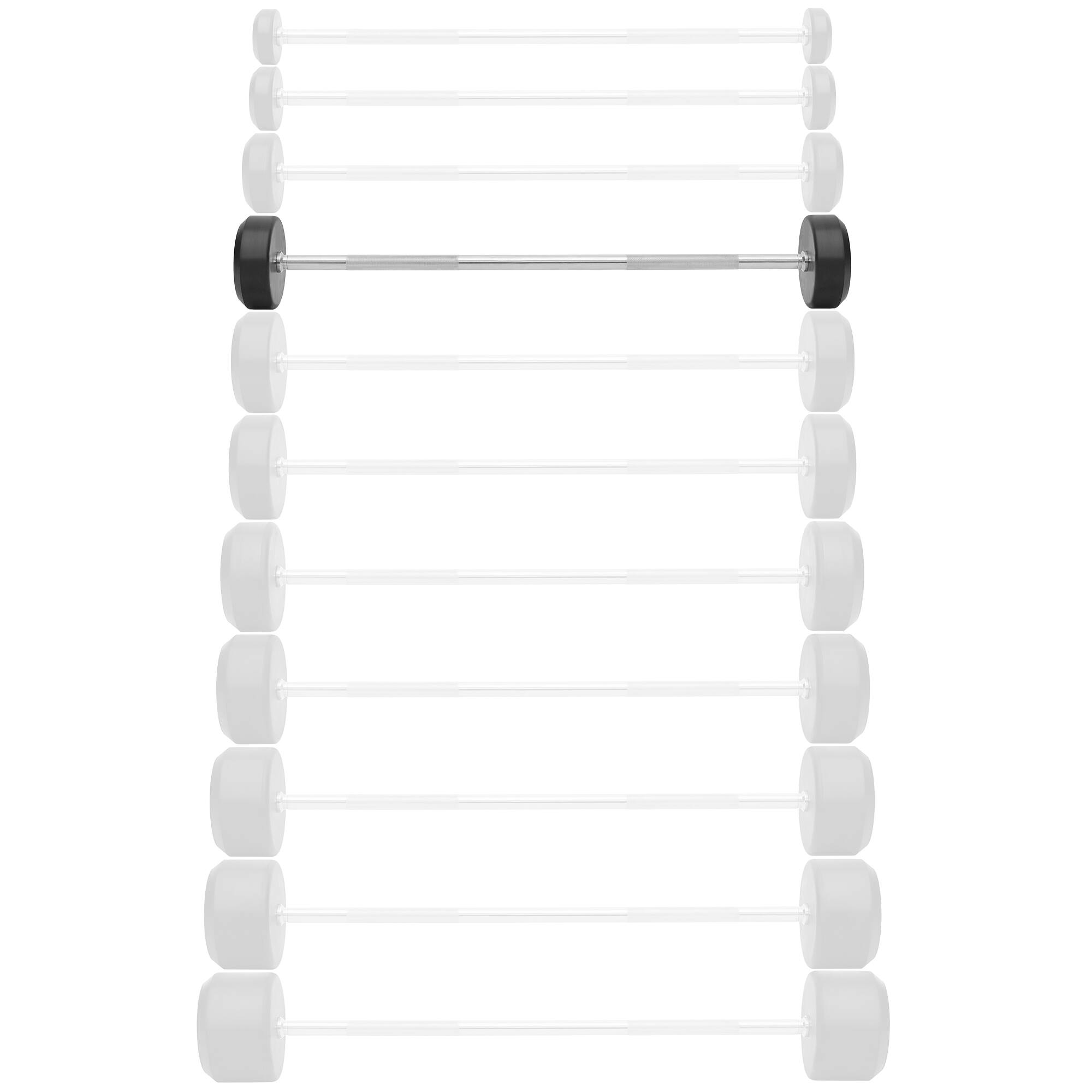 Alt View 1. Philosophy Gym - Rubber Fixed Barbell - Pre-Loaded Weight Straight Bar Weightlifting - Black.