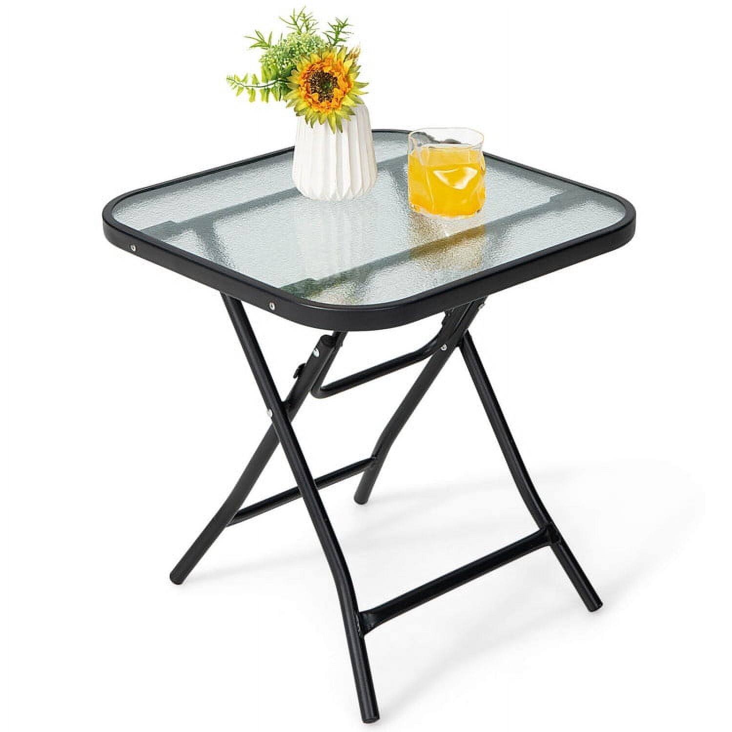 Angle. Kadyn - 18 Inch Square Patio Bistro Table with Rustproof Frame,Patio Dining Table for Outside Patio, Metal - Black.