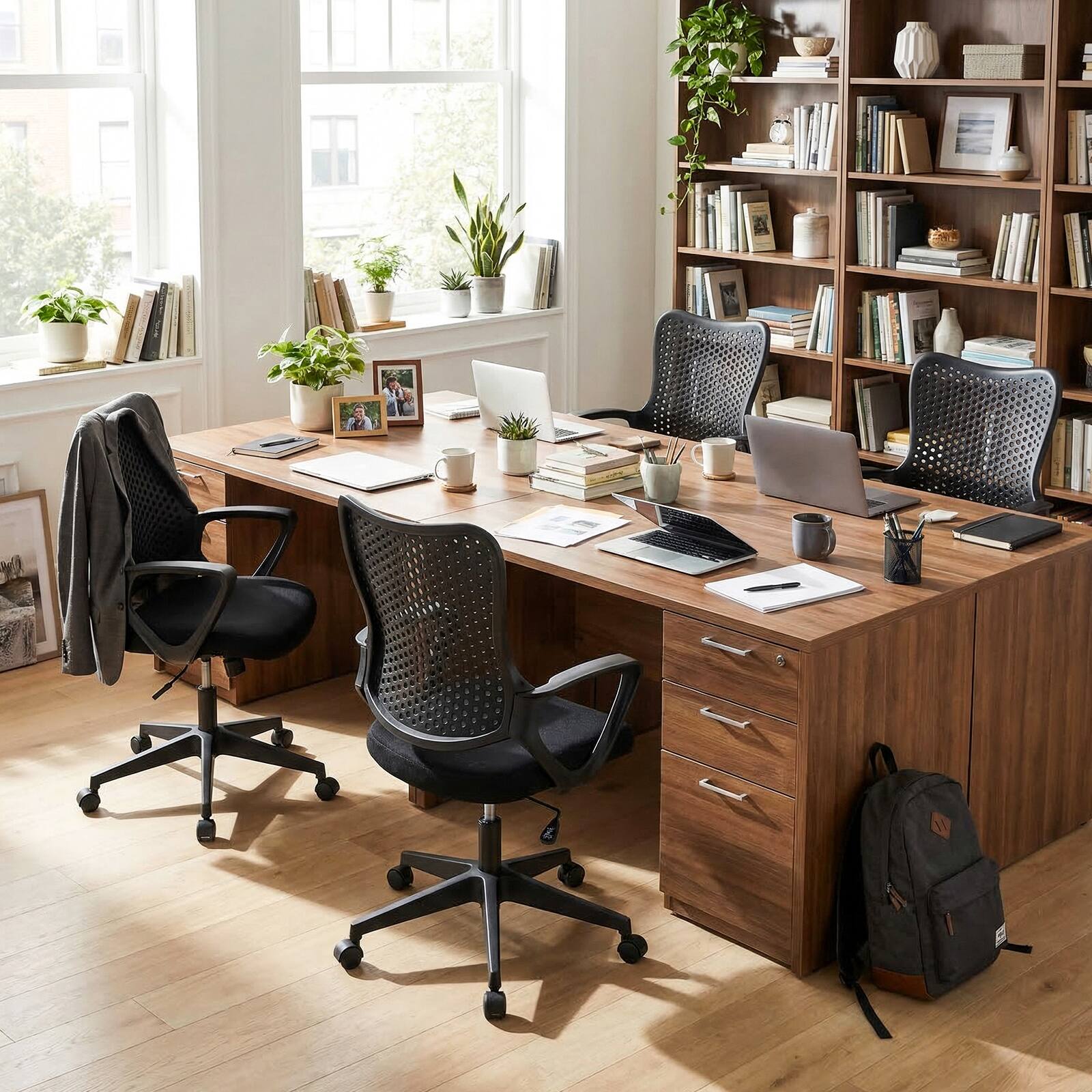 Alt View 4. Costway - Costway 1 PCS Ergonomic Office Chair with Armrests, Padded Cushion & Butterfly Backrest for Study - Black.