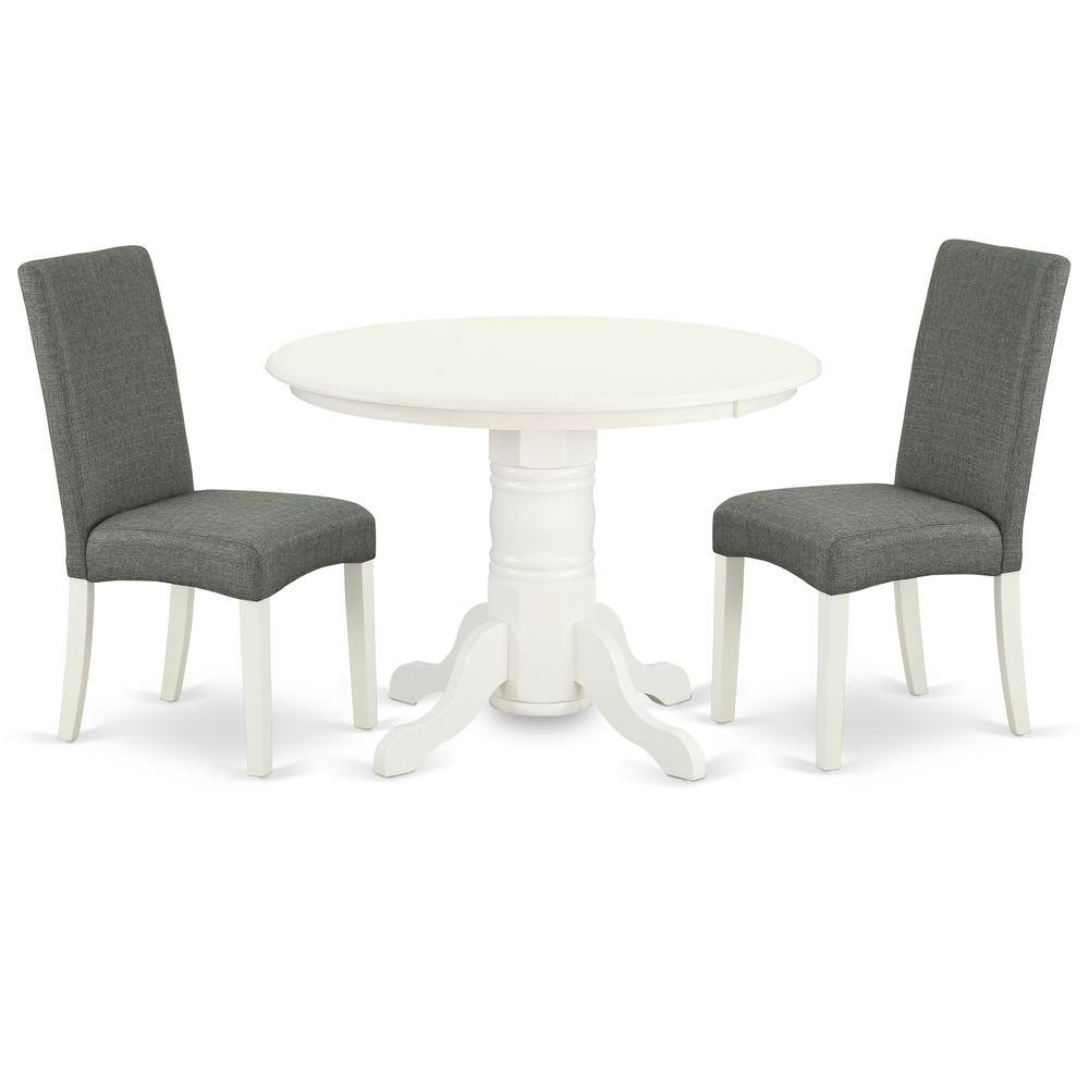 Back. East West Furniture - Dining Room Set Linen White - Brown.