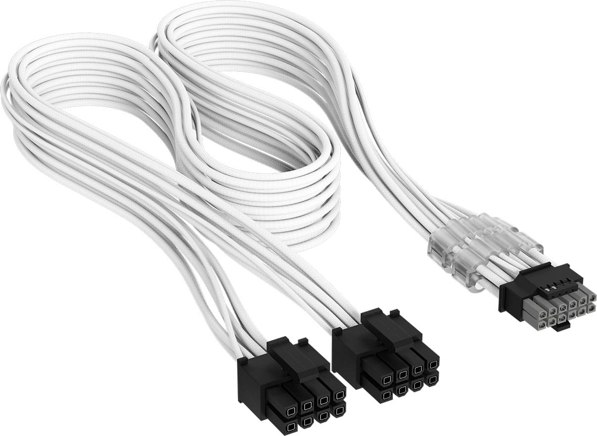 Front. CORSAIR - Elite Premium Individually Sleeved 12V-2x6 Cables Type 4 - White.