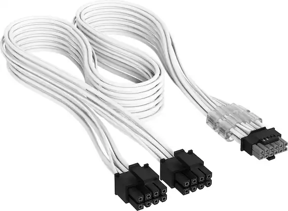 Front. CORSAIR - Elite Premium Individually Sleeved 12V-2x6 Cables Type 4 - White.