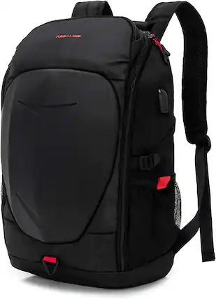 Front. Wikistore - WIKISTORE 17 Inch Laptop Backpack with Hardshell Armored USB Port Waterproof Motorcycle Outdoor Black - Black.
