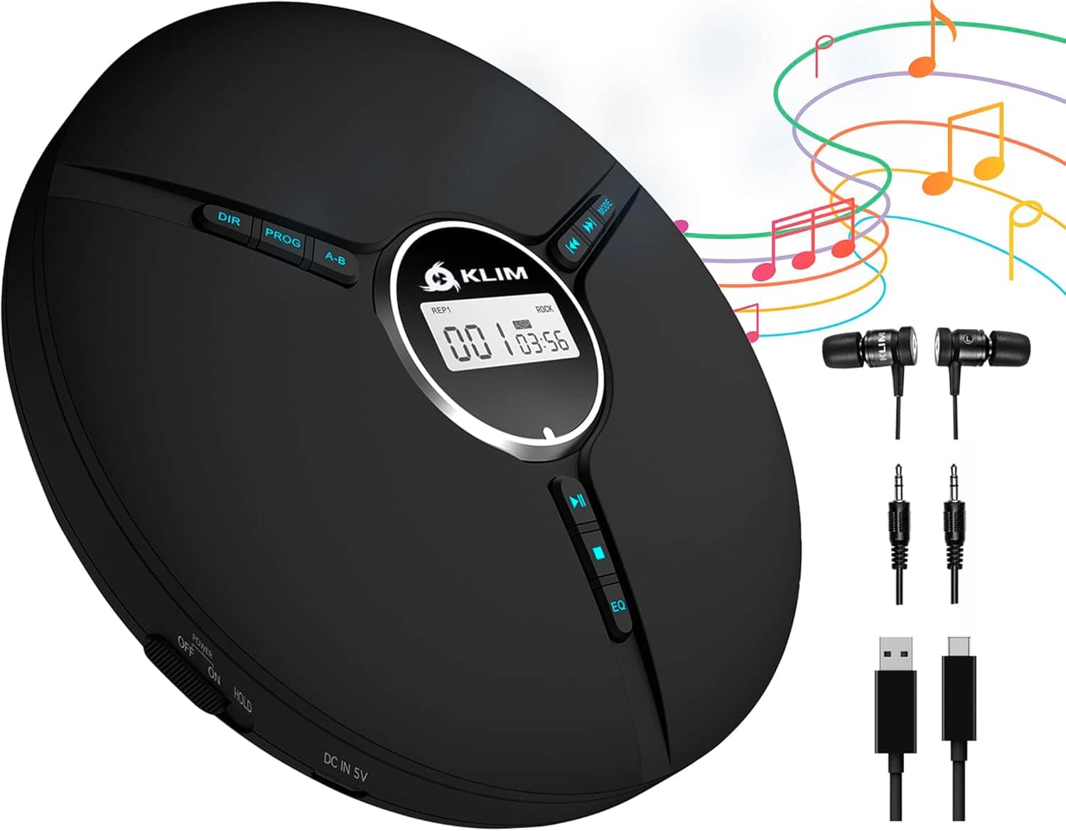 Vulpecula Spade - Discman Portable CD Player with Headphones, Built-in Battery - New - CD Players for Home