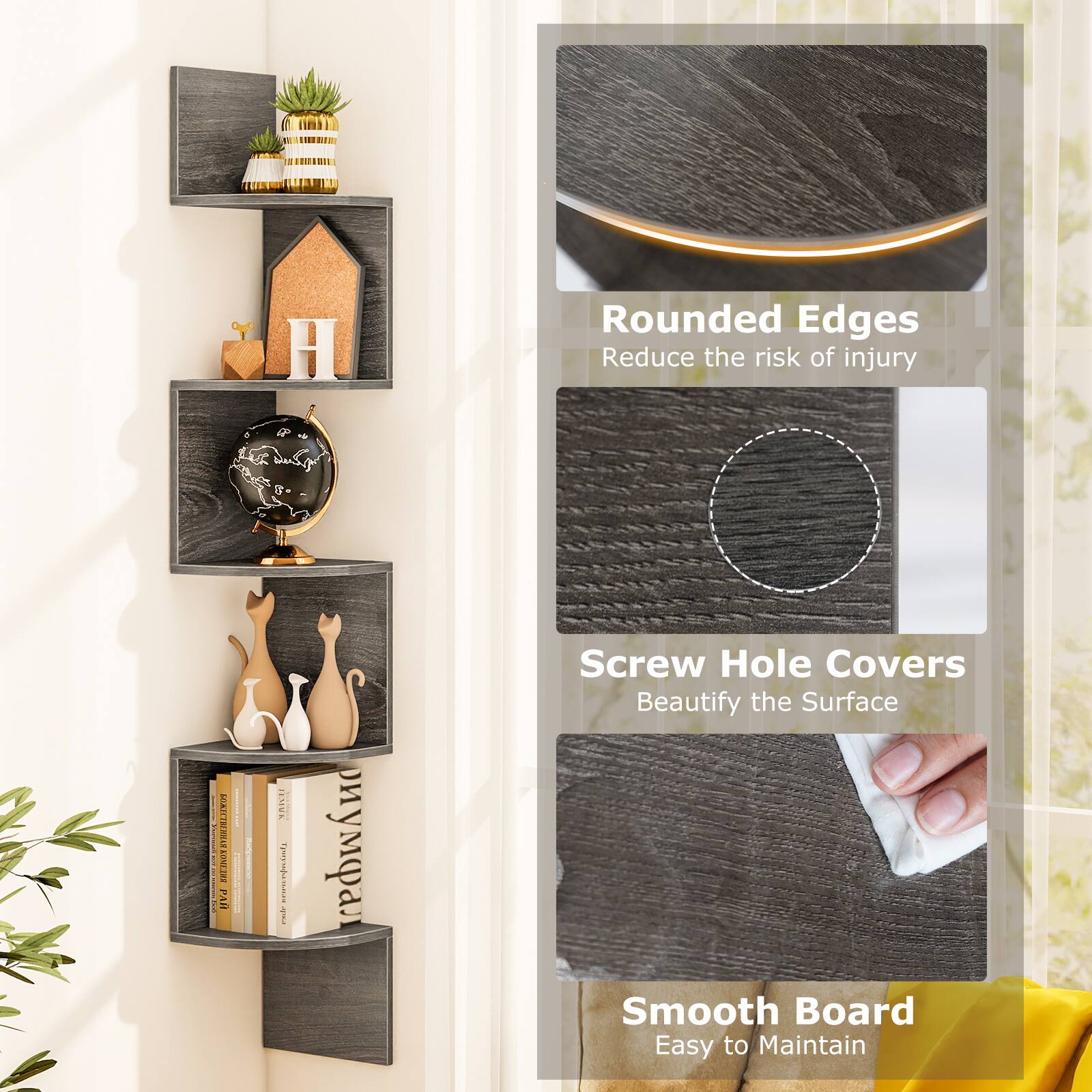 - Rounded Edges: Reduce the risk of injury
- Screw Hole Covers: Beautify the Surface
- Smooth Board: Easy to Maintain