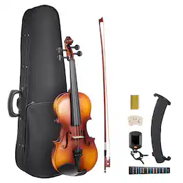 VEVOR - Violin 3/4 Size for Adults, Violin Fiddle Set for Beginners with Hard Case, Rosin, Bow, Shoulder Rest, Bridge - Brown