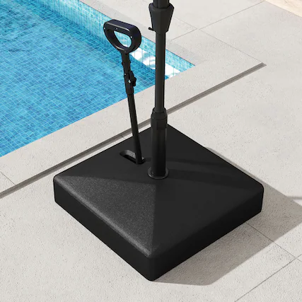 Front. Gymax - Gymax 24'' Mobile Umbrella Base w/3 Adapters fit 1.89''/1.5''/1.34'' Poles 3 Wheels - Black.