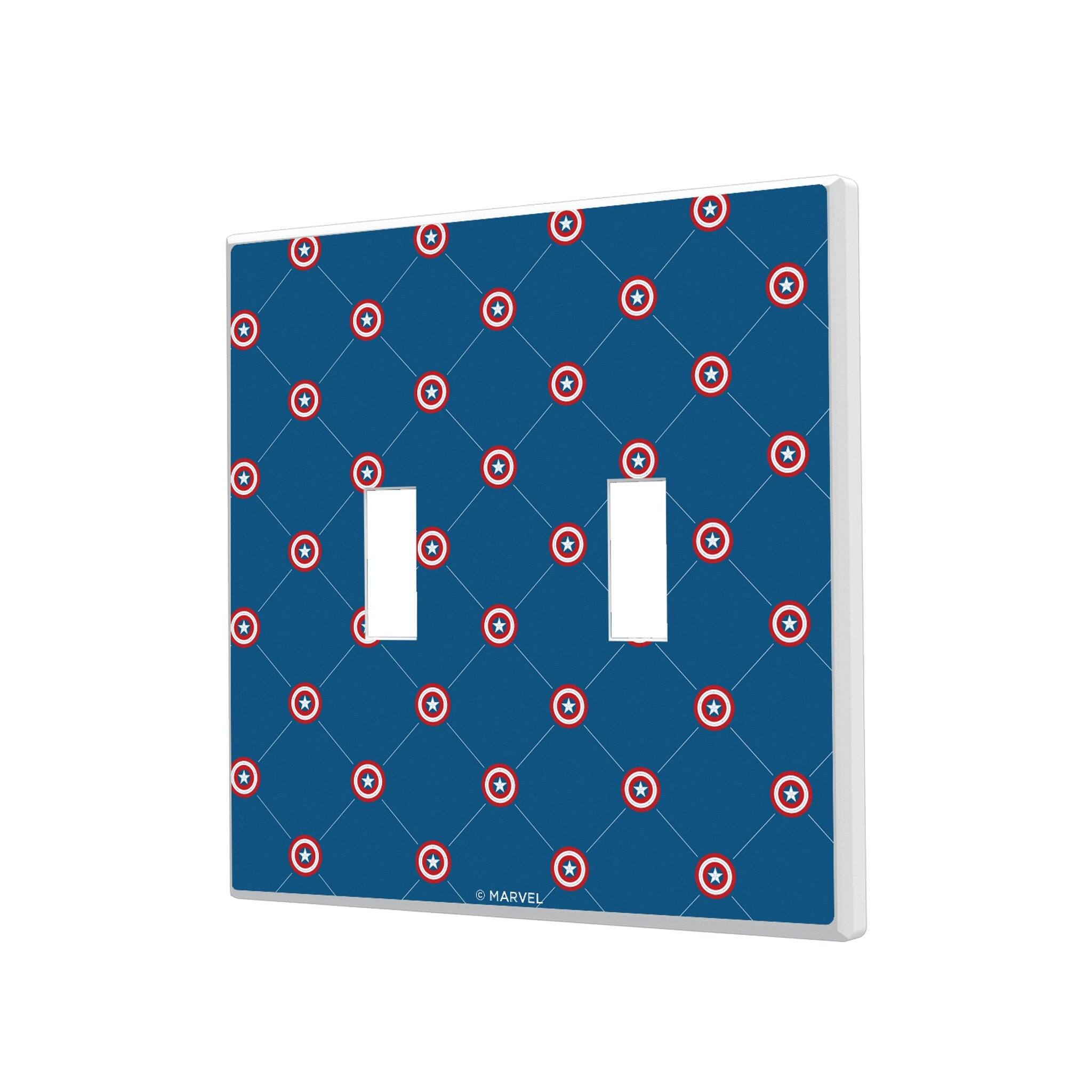 Keyscaper - Marvel Pattern Hidden-Screw Light Switch Plate - Double Toggle - Captain America
