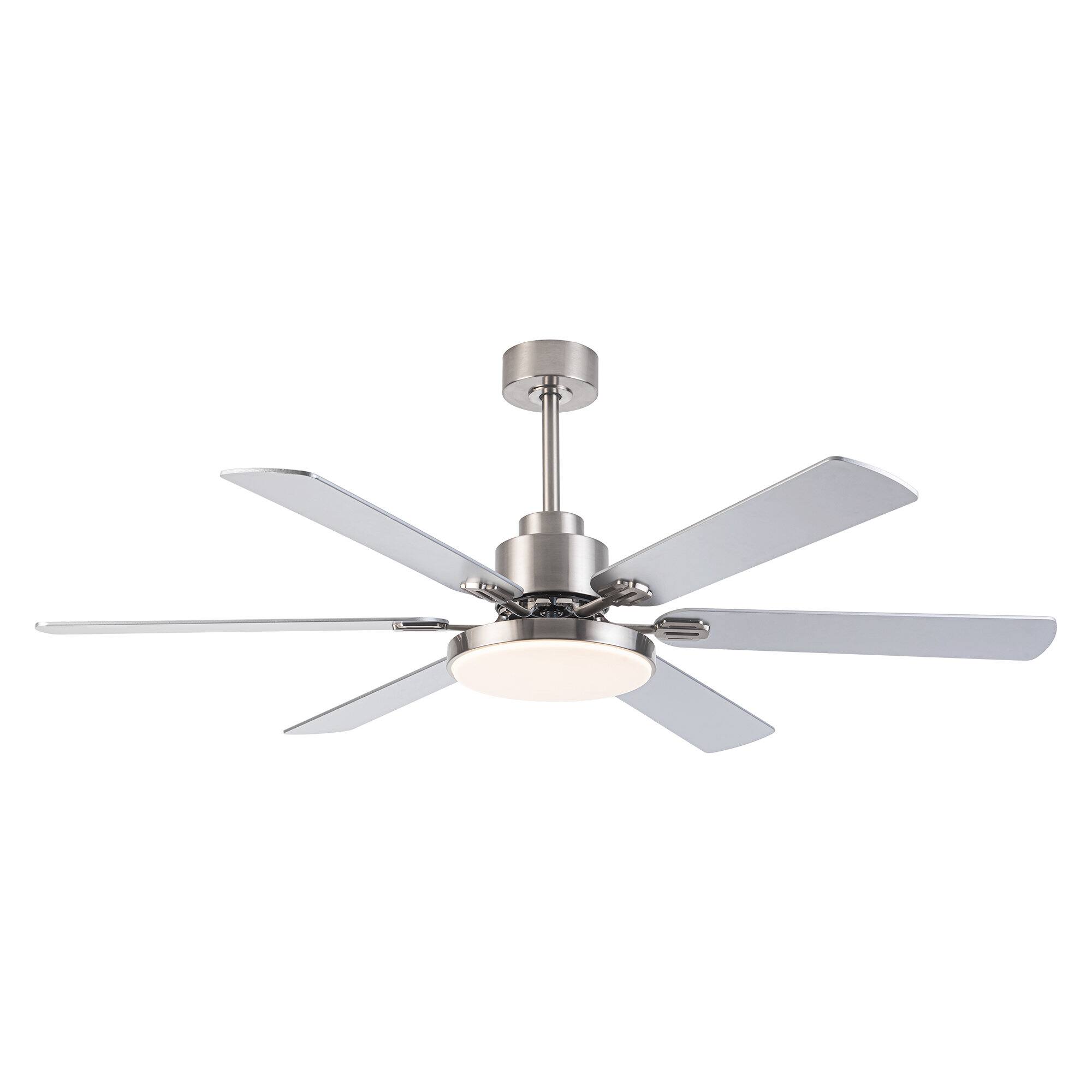 Alt View 6. Parrot Uncle - 60" Modern Brushed Nickel Ceiling Fan with LED and Remote - Brushed Nickel.