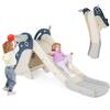 Front. Costway - Costway 4-in-1 Toddler Slide Playground with Basketball Hoop Ball Ring Toss Climbing - Gray.