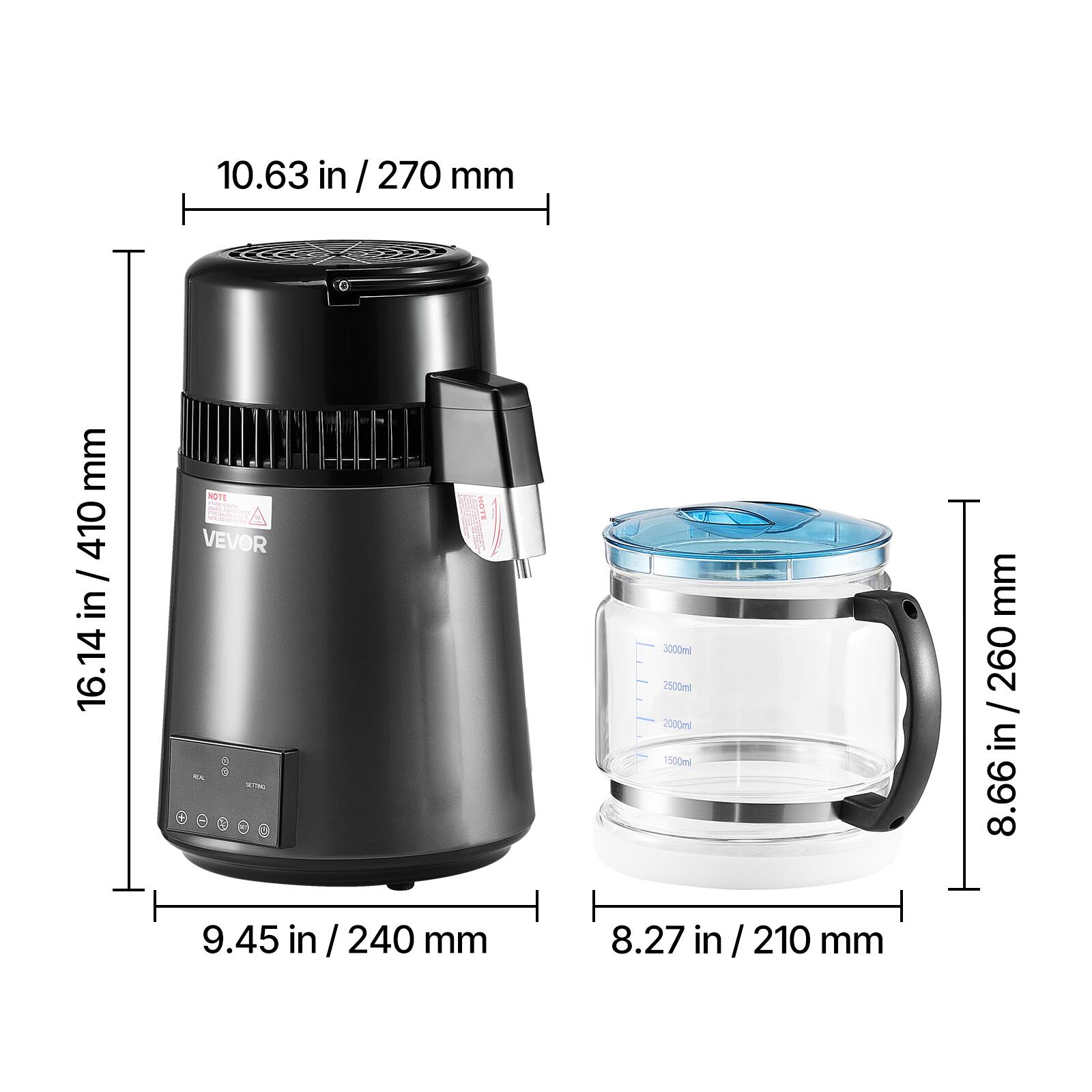 10.63 in / 270 mm  
16.14 in / 410 mm  
9.45 in / 240 mm  
8.27 in / 210 mm  
8.66 in / 260 mm