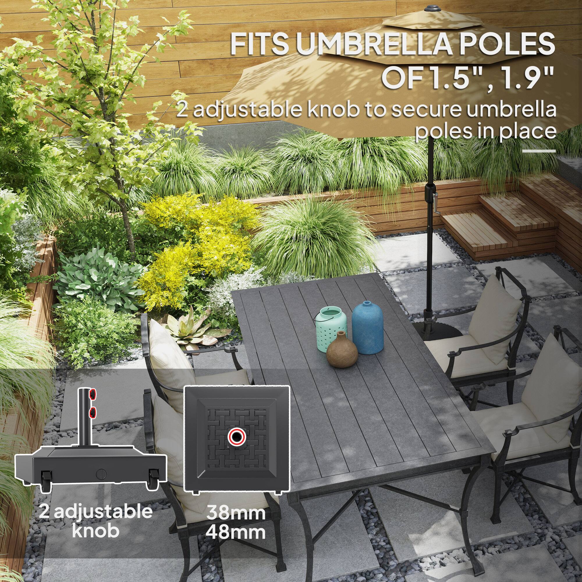 FITS UMBRELLA POLES OF 1.5", 1.9" - 2 adjustable knob to secure umbrella poles in place - 2 adjustable knob 38mm 48mm -