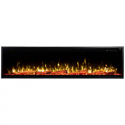 Front. Touchstone Home Products - 72 in. Wall Mounted Recessed Sideline Elite Pro Smart Electric Fireplace 1500W - Black.