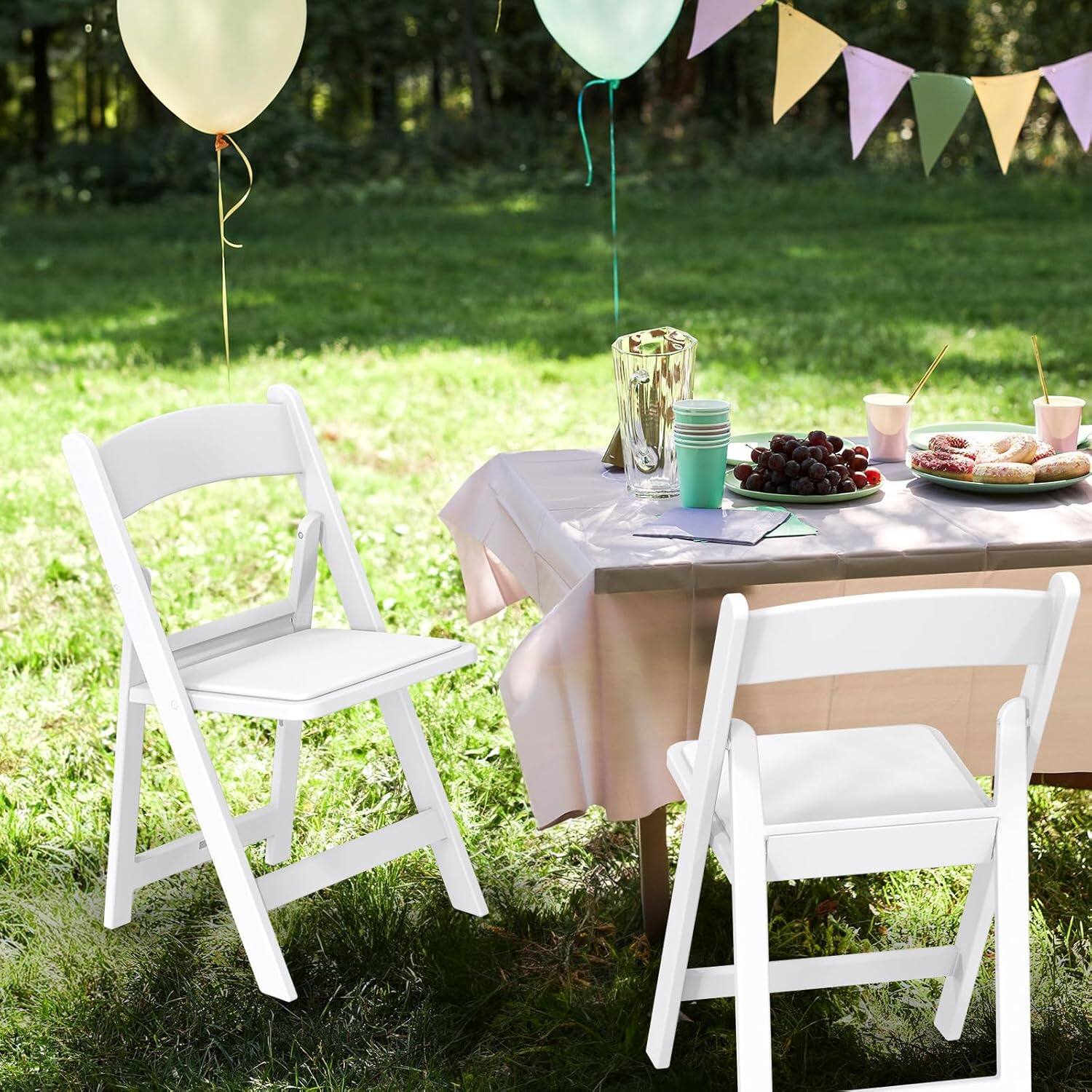 Alt View 5. Winado - 1PC Plastic Foldable Resin Chair Portable with Cushion Padded Seats for Indoor Outdoor Event Commercial Party Wedding - White.