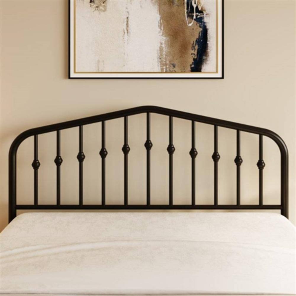 Alt View 1. Hivvago - Queen Farmhouse Spindle Black Metal Platform Bed Frame with Headboard Footboard - Black.