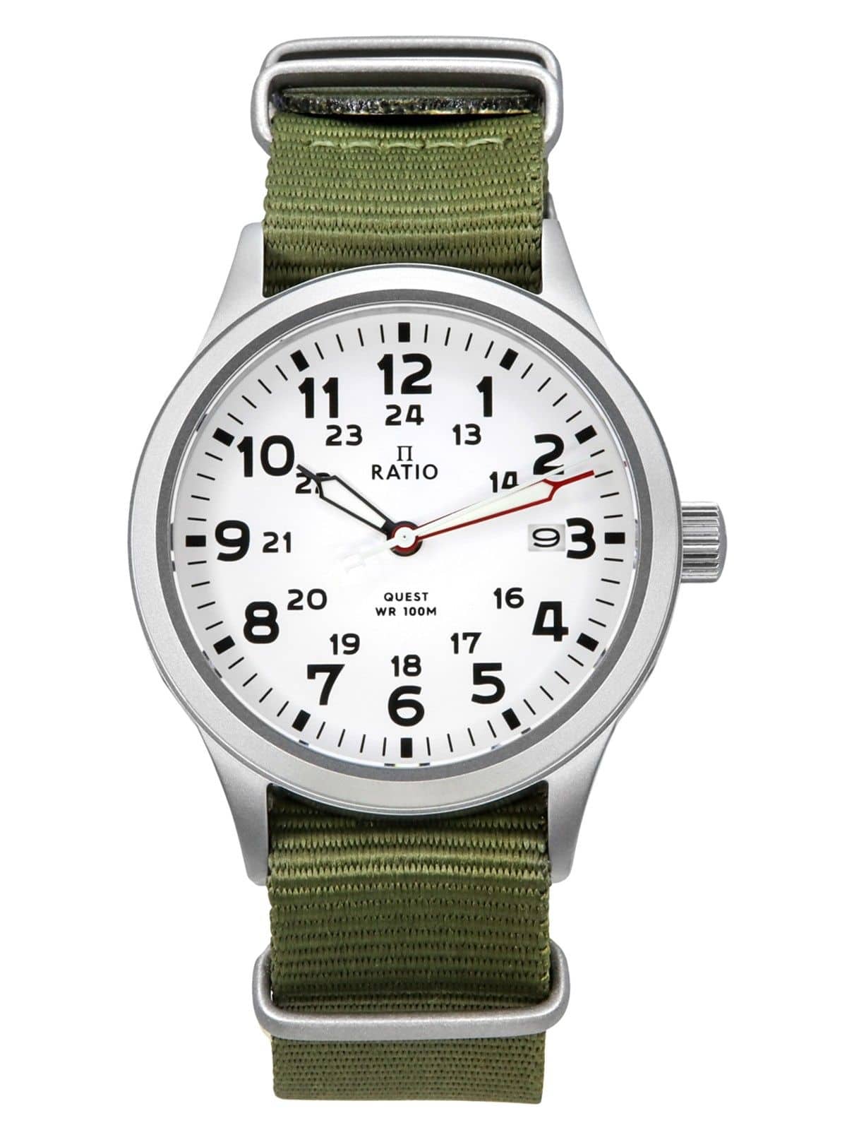 RATIO - Quest Mens Field Watch Sapphire Nylon Strap Quartz RTQ025 100M Lewis And Clark Edition - Green