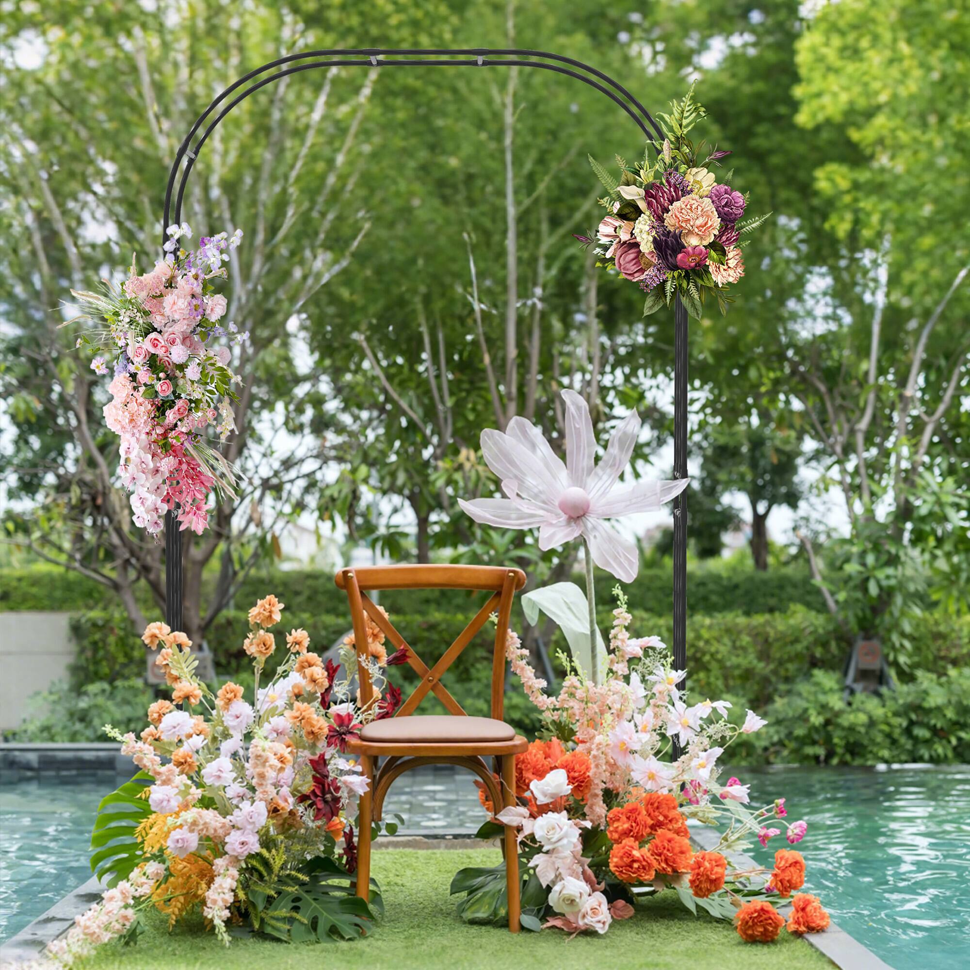 Alt View 4. Gymax - Gymax 95'' Garden Arch Trellis w/PE Wrapped Metal Pipes Ground Stakes Spiral Rods - Black.