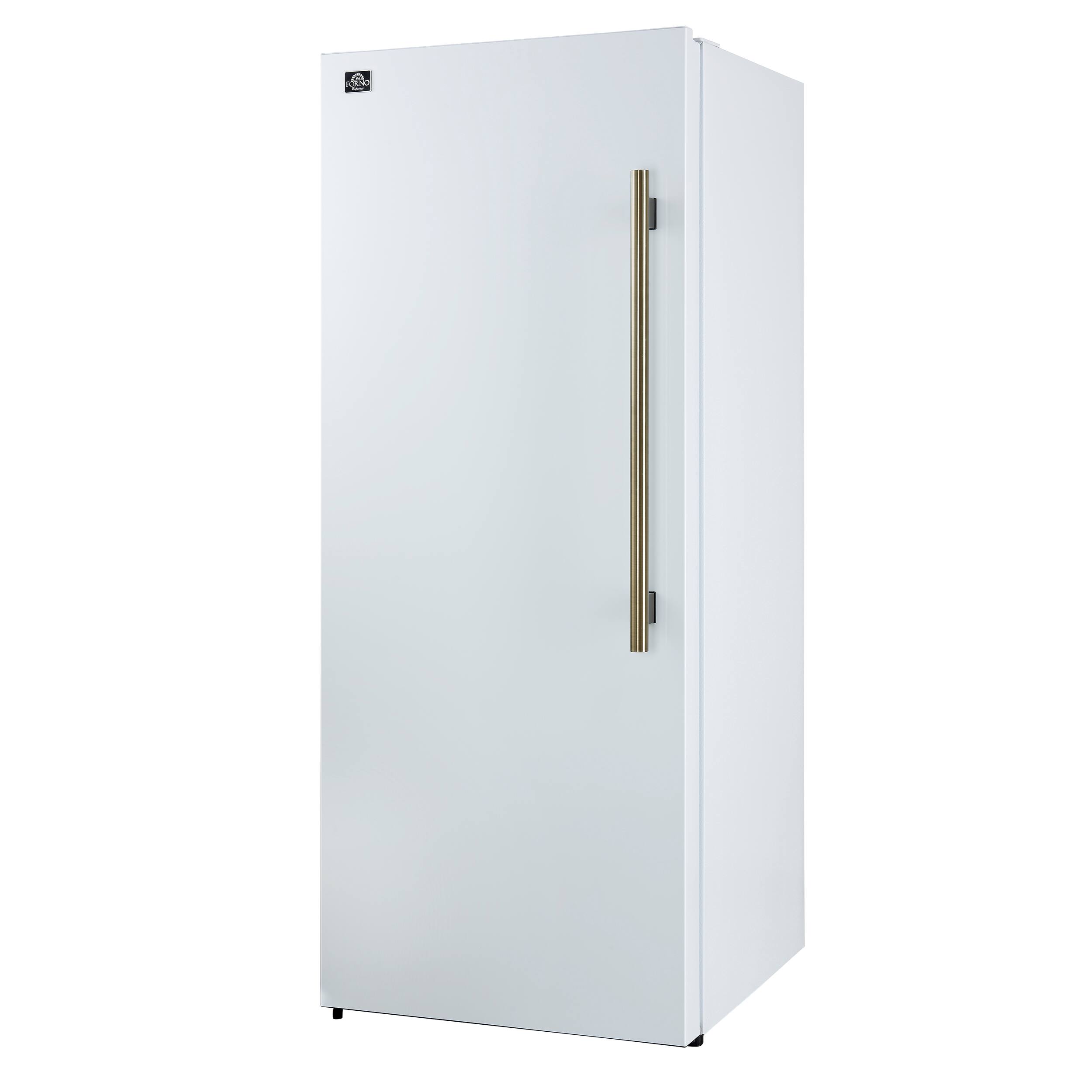 Angle. Forno Appliances - Maderno 13.6 Cu. Ft. Left Swing Upright Convertible Freezer with Antique Brass Handles - White.