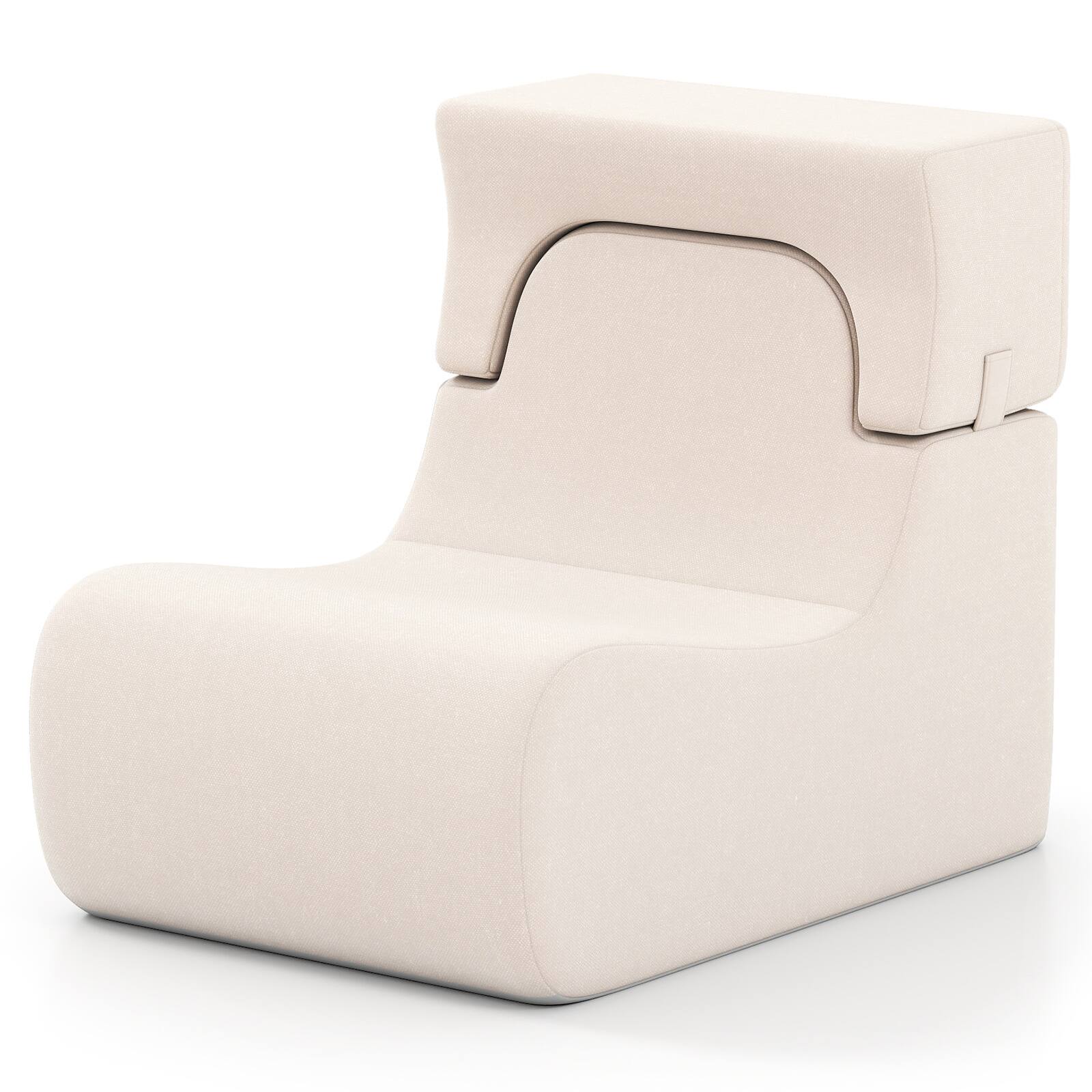 Alt View 9. Gymax - Gymax Floor Chair w/ Detachable Headrest Washable Ice Velvet Cover & Sponge Filling Beige - Beige.