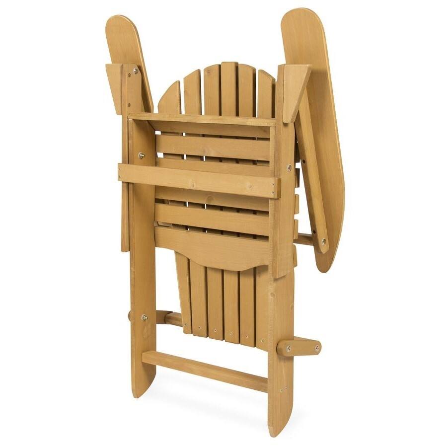 Back. Hivvago - All Weather Adirondack Large Foldable Chair Natural Finish - Brown.