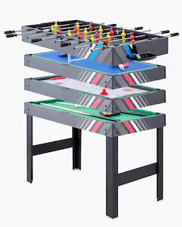 VEVOR - 4-in-1 Combo Game Table Set, 48" Air Hockey Table, Multi Combination Table with Air Hockey, Pool Billiard, Foosball - burlywood