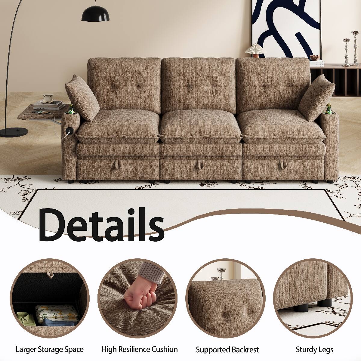 5315

Details
- Larger Storage Space
- High Resilience Cushion Supported Backrest
- Sturdy Legs