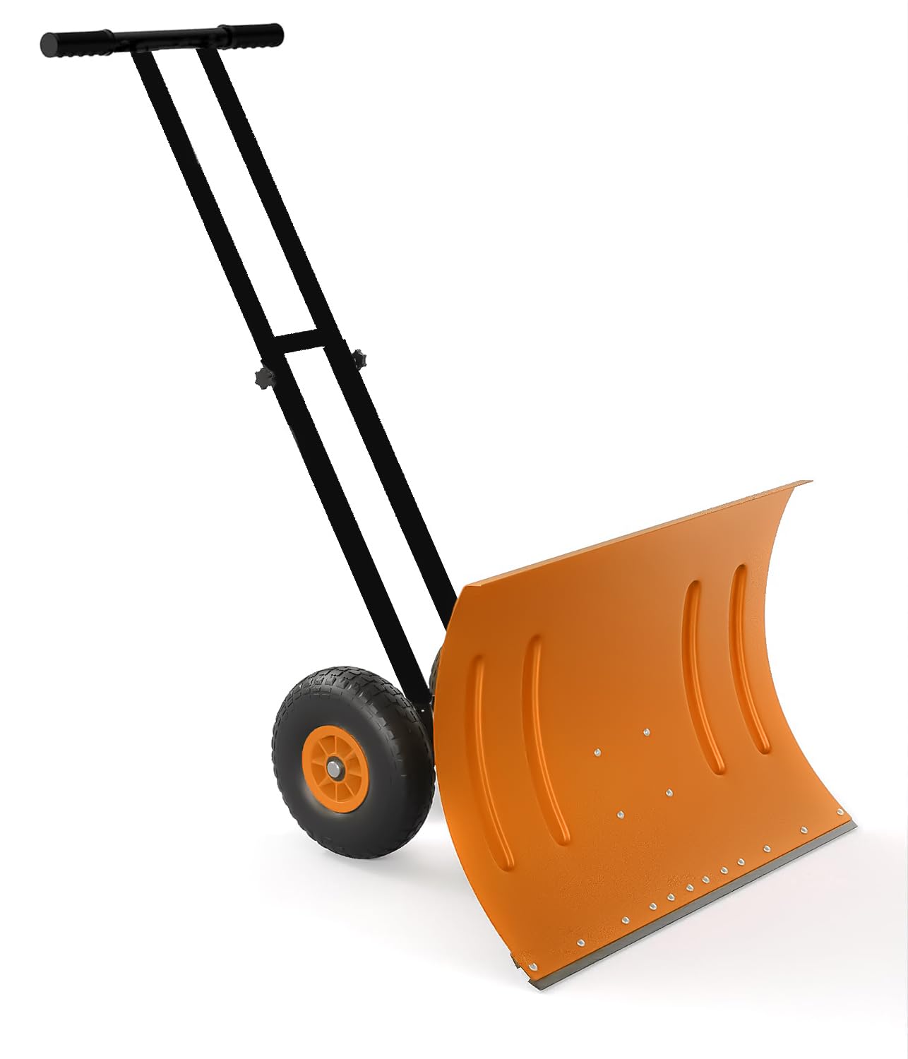 Front. Babevy - 29" Dual-Rod Snow Shovel with Wheels, Adjustable Handle & 5-Position Angled Blade for Effortless Driveway Clearing - Orange.