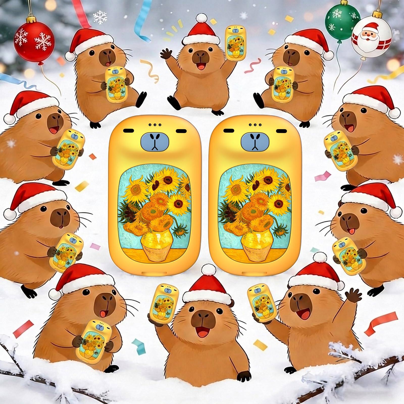 Alt View 1. PRIMEPLUS - Rechargeable Electric Hand Warmers, 1S Heating, 6000mAh 24H, Capybara Christmas Gift Stocking Stuffers for Thanksgiving - Yellow.