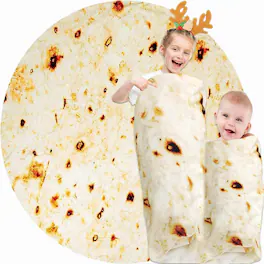 Fabibe - 85in Burrito Tortilla Blanket White Elephant Gifts For Adults Useful Taco Throw Blankets Woemn Men Party Cool Stuff - Yellow 2 Pack, 40 IN