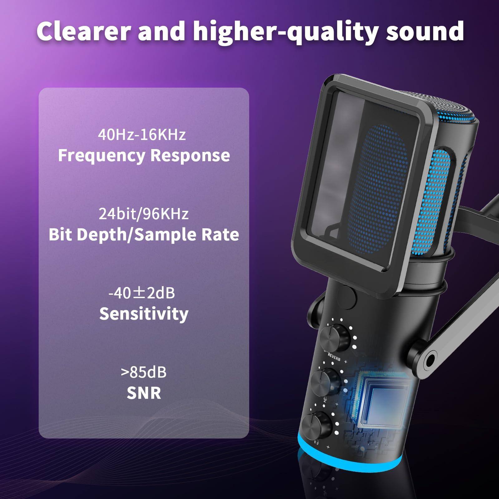 Clearer and higher-quality sound

- 40Hz-16KHz Frequency Response
- 24bit/96KHz Bit Depth/Sample Rate
- -40±2dB Sensitivity
- >85dB SNR