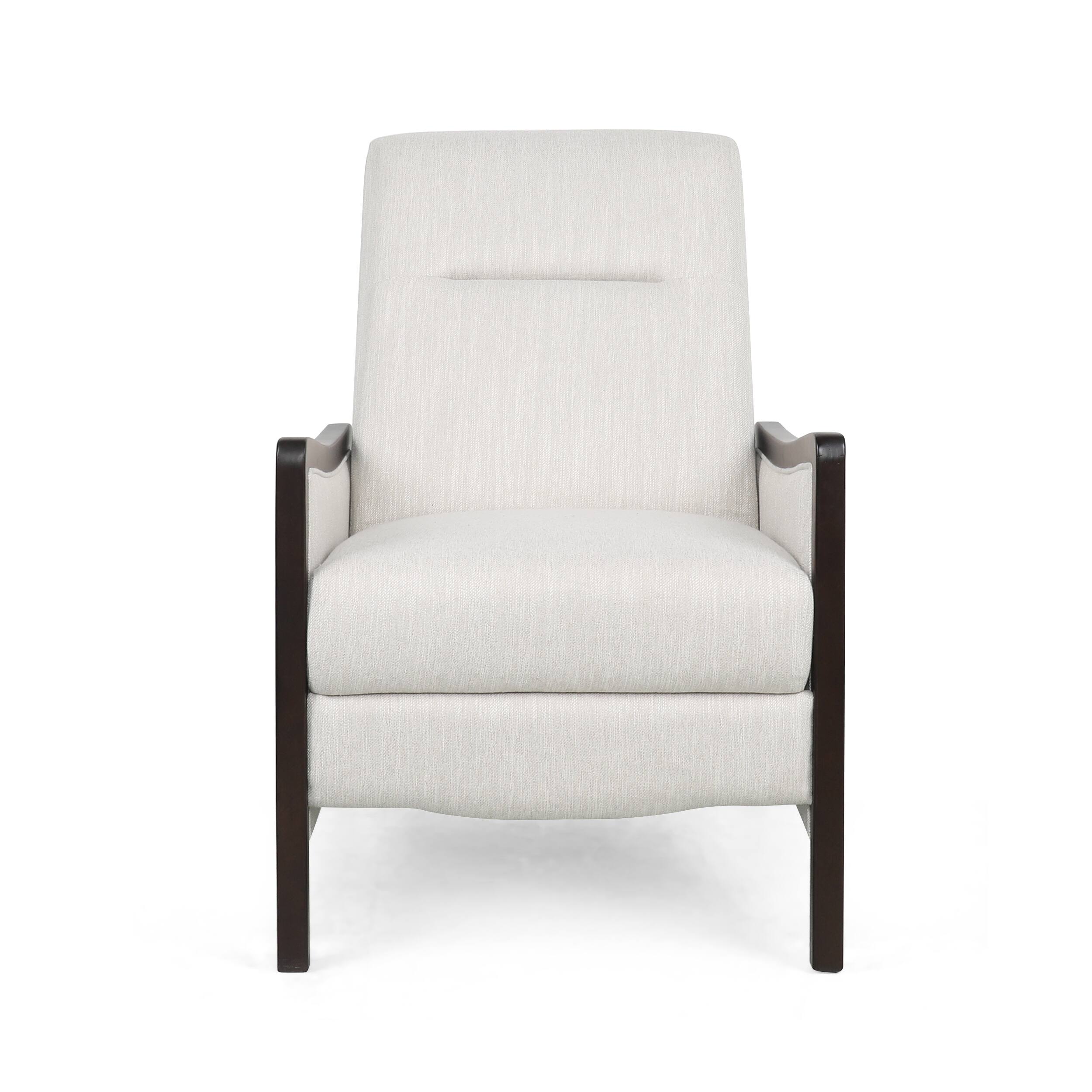 Angle. TinyHomie - Fabric Recliner Chair Mid Century Modern Recliner Pushback Single Recliner Sofa Upholstered Sofa - white.