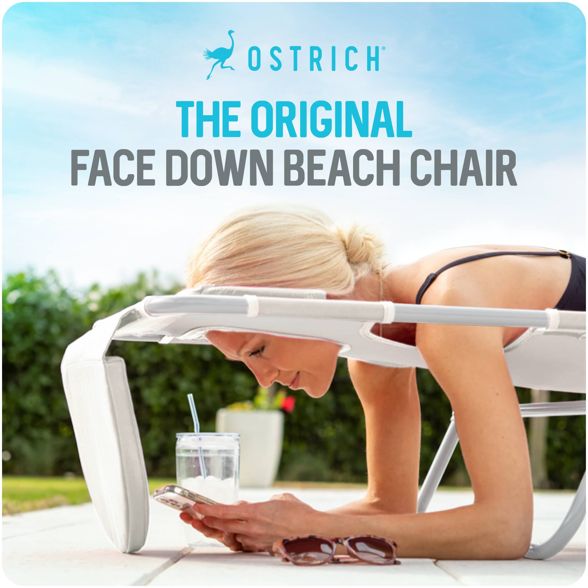 OSTRICH  
THE ORIGINAL  
FACE DOWN BEACH CHAIR