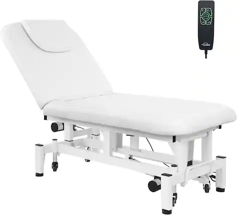 Front. Winado - Electric Massage Table Facial Bed with Adjustable Height & Backrest, Armrests, Dual Motor Lift System for Salon Beauty - White.