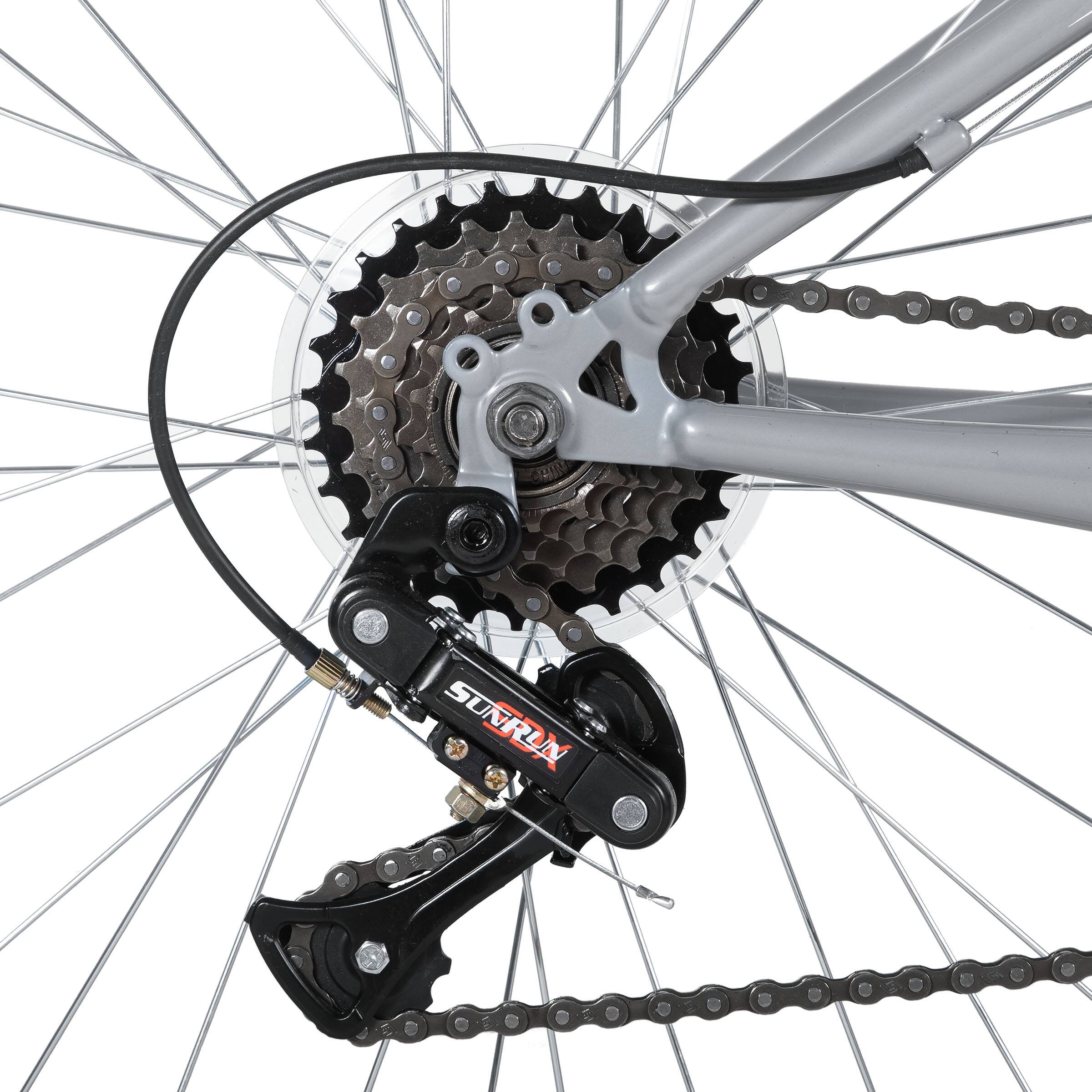 Alt View 9. HILAND - BAMCBASE Agave 27.5 inch Mountain Bike with Hi-Ten Steel Frame, Front Suspension Fork, 18 Speed MTB for Adult Men, Grey - grey.