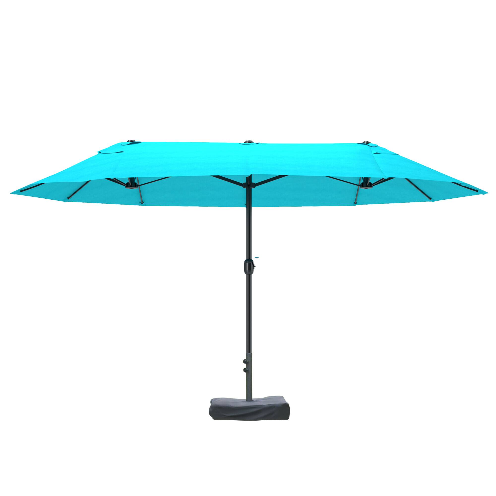 Outsunny - Large Patio Umbrella with Base Included, 15' Steel Rectangular Double Sided Outdoor Umbrella - Blue price history on PriceWatchPro
