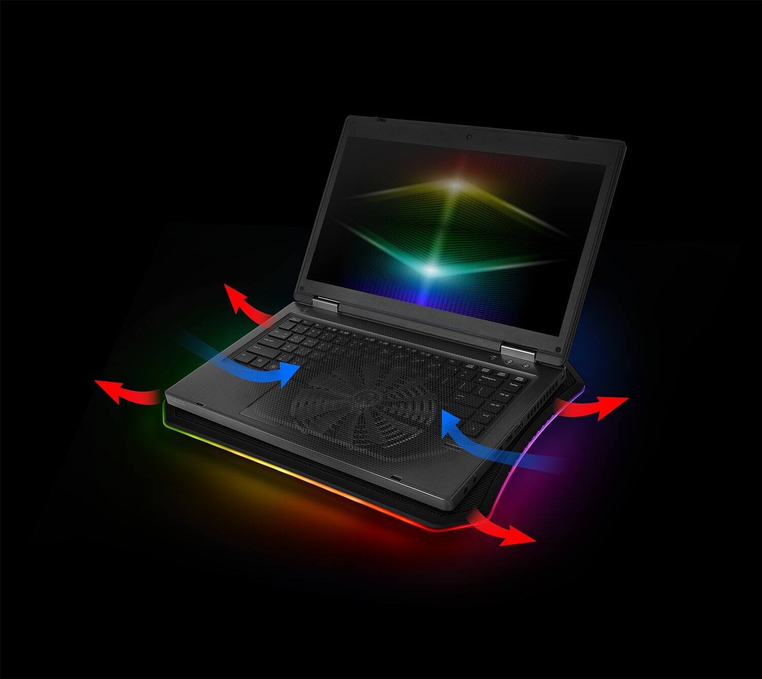 Alt View 2. HongFei - Massive 20 RGB Steel Mesh Panel Single 200mm Fan 10"-19" Laptop Notebook Cooling Pad - RGB.