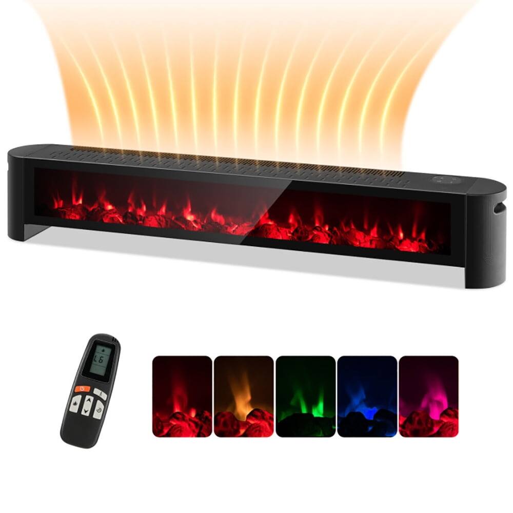 Alt View 4. Resenkos - Small Portable Room Heaters, Portable Heater,1400W Electric Baseboard Heater with Realistic Multicolor Flame-Black.