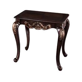 Manhattan Lane - Astor End Table, 29 Inch Dark Cherry Brown Wood, Carved Details - Cherry Brown, Gold