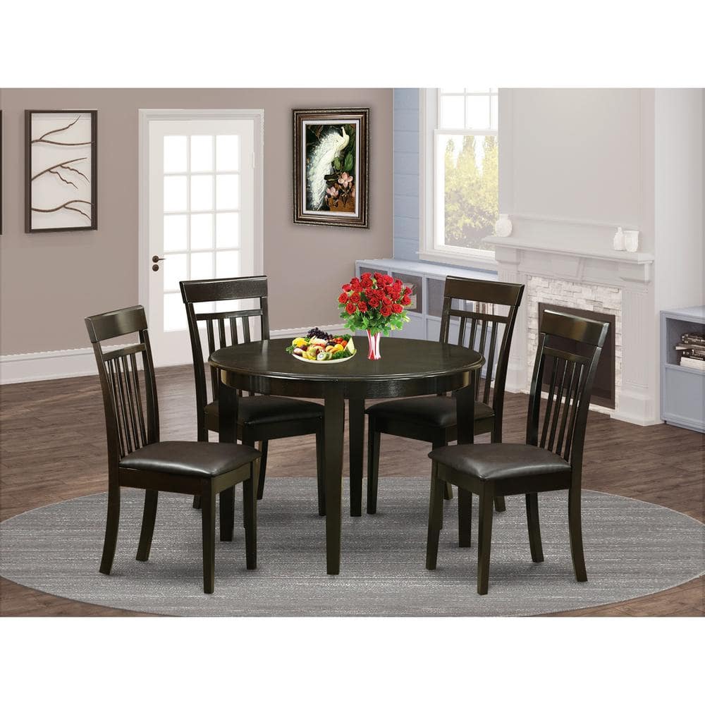 East West Furniture - 5 PC Kitchen nook Dining set-Kitchen Table and 4 Kitchen Chairs - Cappuccino price history on PriceWatchPro