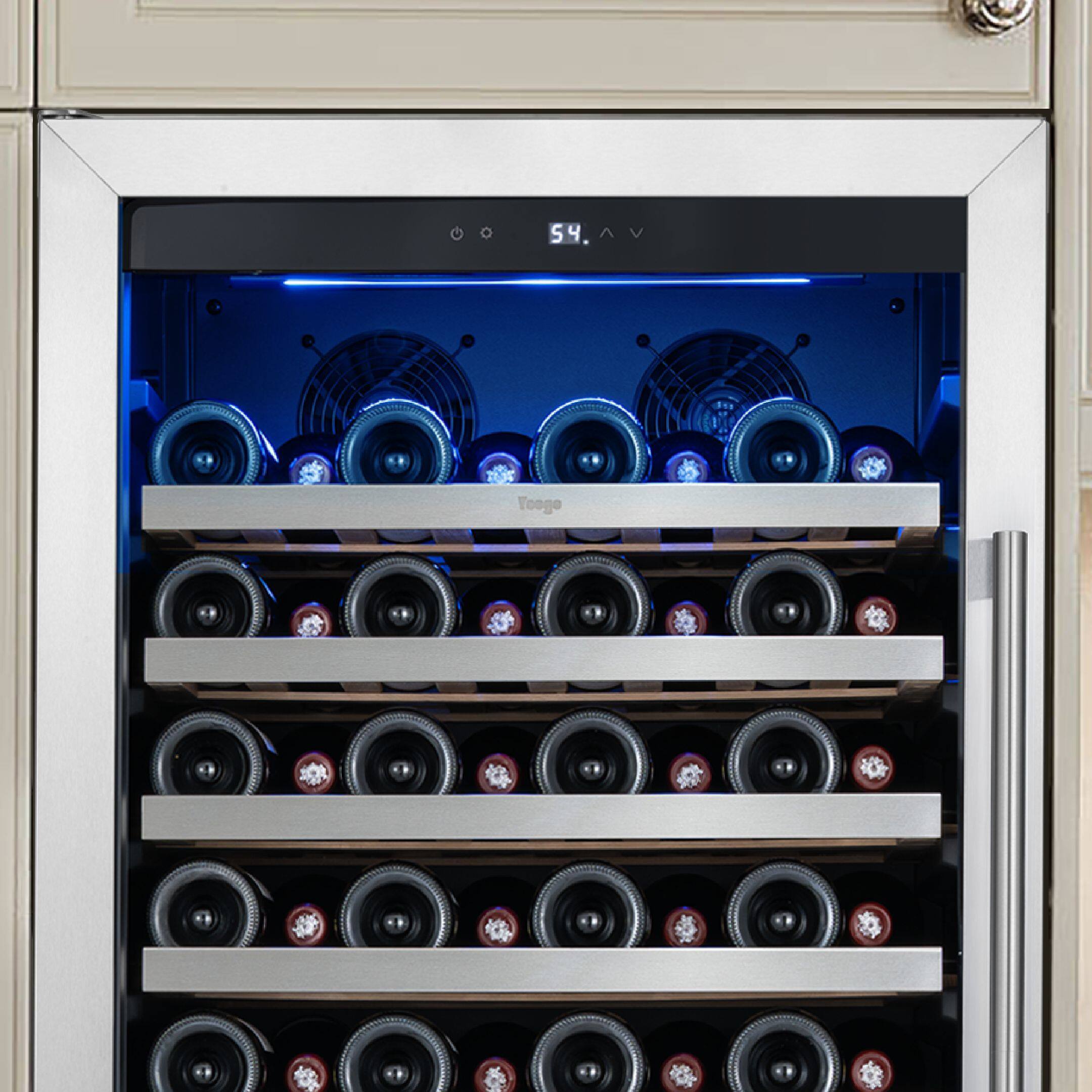 Alt View 6. Yeego - 24" Wine Cooler Refrigerator Dual Zone, 89 Bottle , Freestanding & Built-in，2 LED Stainless Steel , for Home Bar - Stainless Steel.