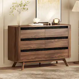 Furnulem - 6Drawer Nightstand with Double Dresser Wide Dresser - Multicolored