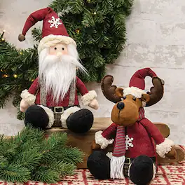 BreeBe - Cozy Snowflake Stuffed Moose/Santa Sitter 2 Asstd - Multicolor