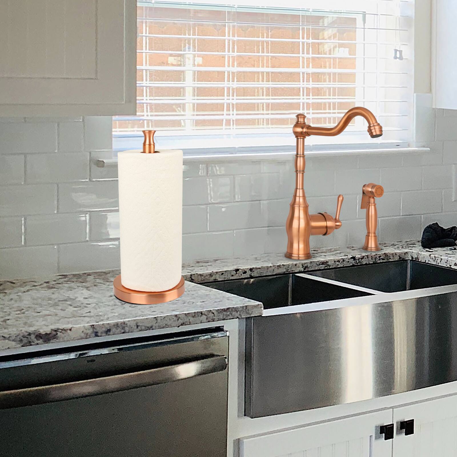 Alt View 7. Akicon - Akicon Paper Towel Holder Stand for Kitchen Countertop and Dining Room Table in Copper - Copper.