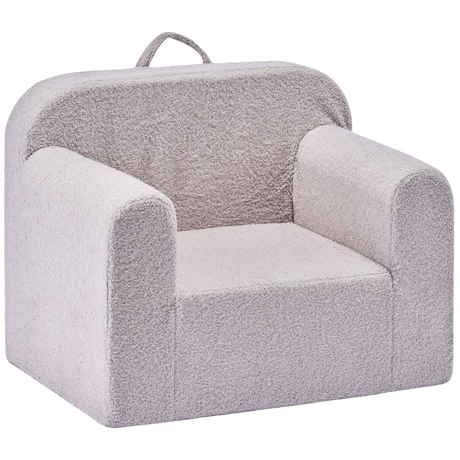 Front. VEVOR - Kids Chair Comfy, Foam Toddler Chair with Armrests and Handle, Movable and Washable Kids Sofa Made of 28D Sponge - Gray.