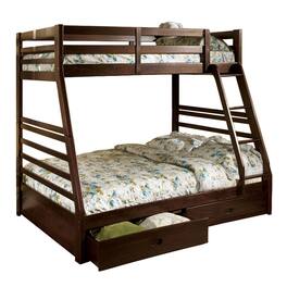 Manhattan Lane - Transitional Style Twin Over Full Bunk Bed with Drawers, Walnut Brown - Brown