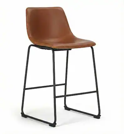 Front. AOITUN - 26 Inch Counter Height Bar Stool, Modern Faux Leather Bar Chair with Back, Industrial Kitchen Island Stool, Brown - Brown.
